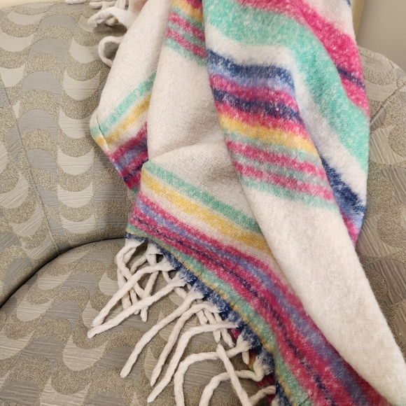 FREE PEOPLE Skye Fringe Blanket Pink 60 x 54 Soft Cozy Throw Home - Picture 2 of 7